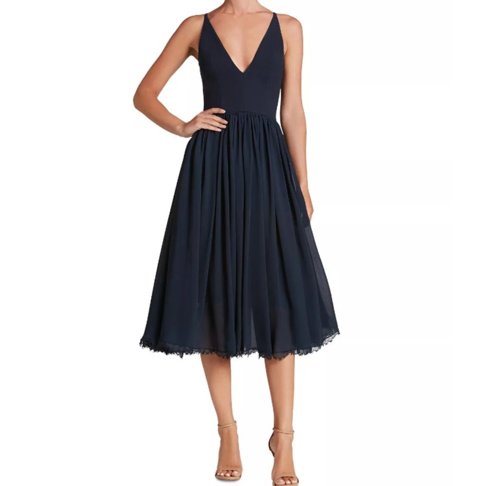 DRESS THE POPULATION Alicia Lace-Hem Dress